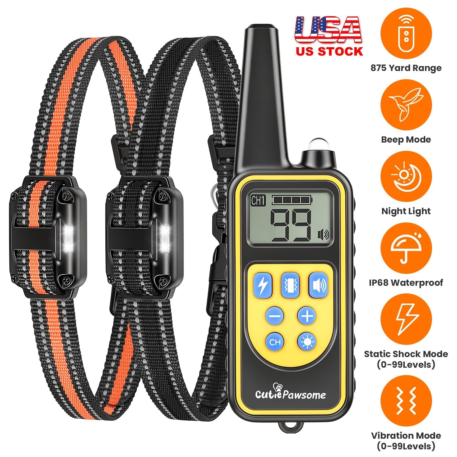 Rechargeable Dog Training Collar with Remote – 875 Yard Range - Majestic Pet Kingdom