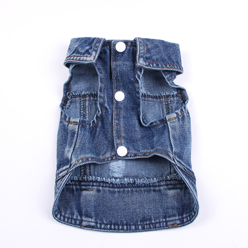 Pet Dog Cat Blue Denim Jeans Jacket Coat Vest | Purrfect Pet Kingdom