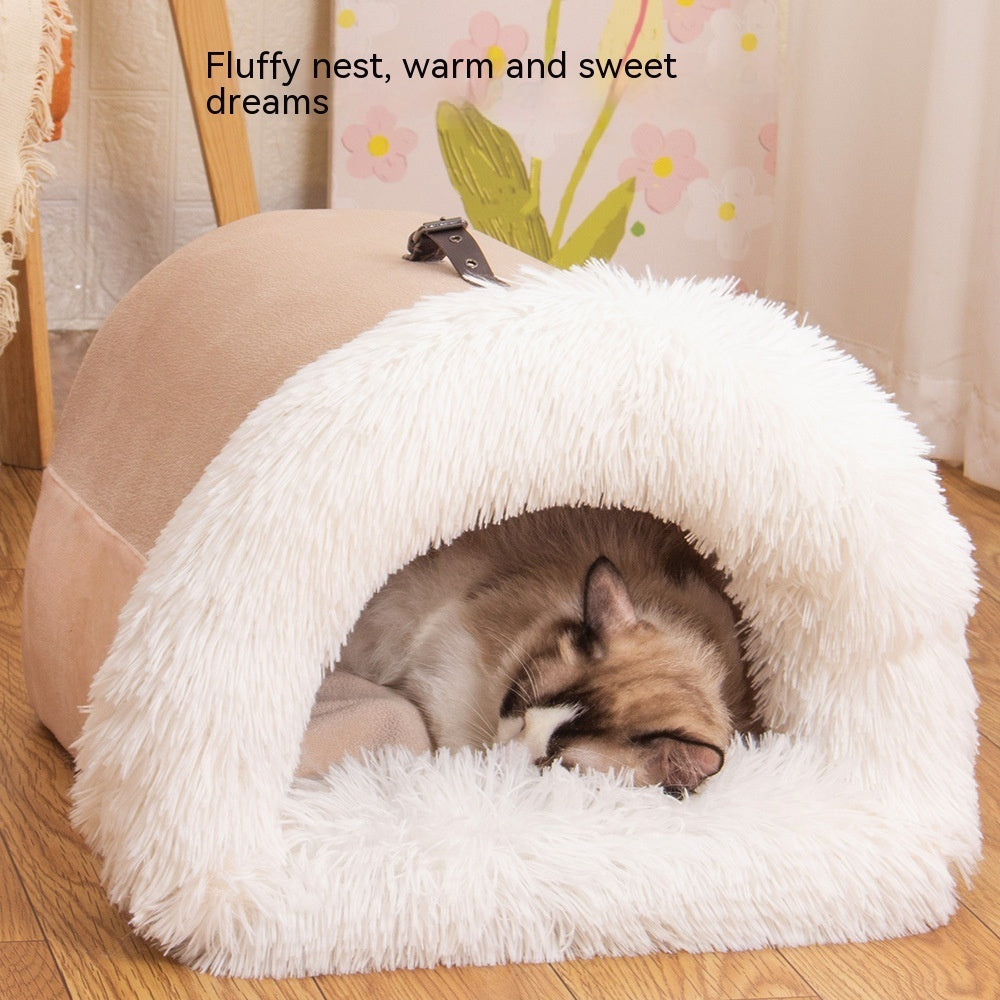 New Splice Portable Pet Nest Portable Autumn And Winter Warm Dog Nest Moisture-proof Long Fur Cat Nest Cross Border Pet Nest - Premium Pet Accessory