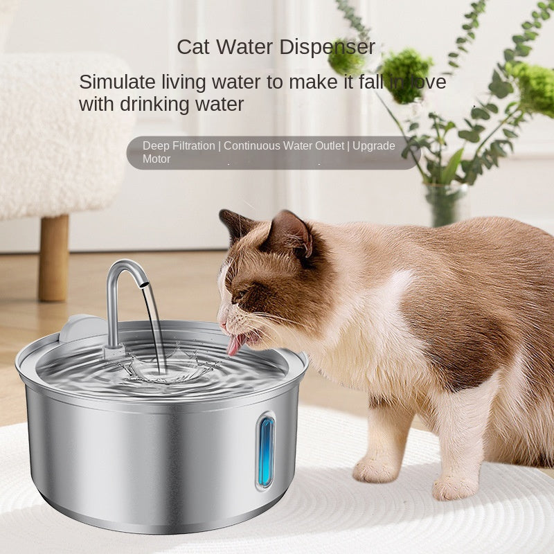 4L Stainless Steel Pet Water Dispenser with Round Viewing Window and Large Capacity LED for Cats and Dogs - Majestic Pet Kingdom
