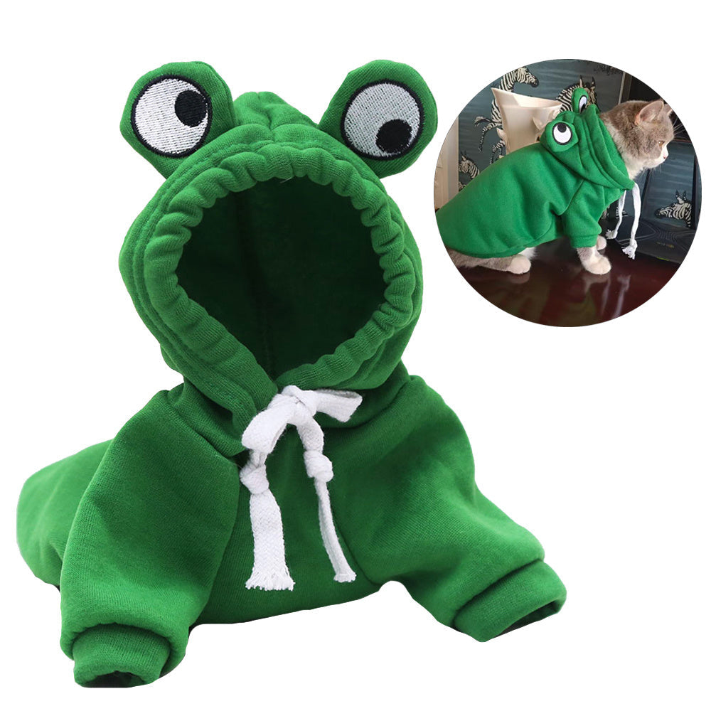 Soft Warm Cat Clothes For Small Dogs Cats Funny Halloween Cosplay Frog Costume Kitten Creative Sweatshirts Pet Autumn Hoodies - Purrfect Pet Kingdom™