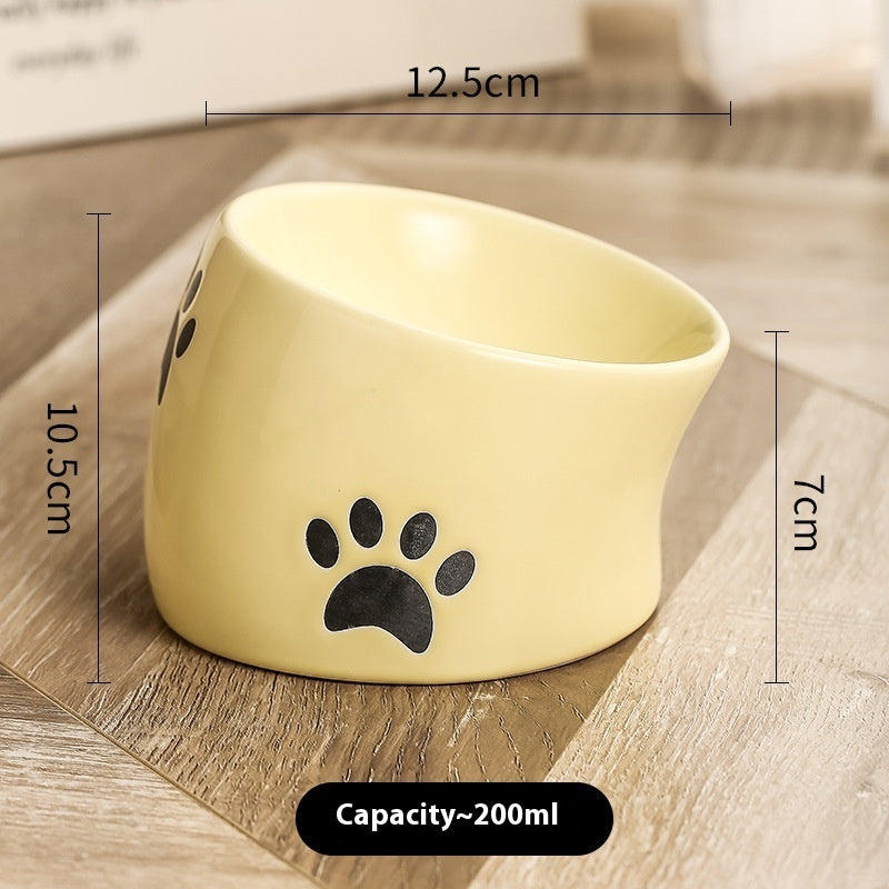 Drinking Water Neck Protection Pet Ceramic Oblique Mouth High Foot Food Basin - Majestic Pet Kingdom