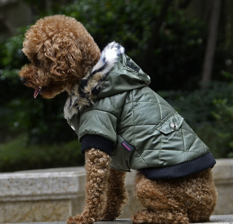 Cross-border pet supplies pet clothes dog clothes autumn and winter fur collar coat pet dog clothing - Majestic Pet Kingdom