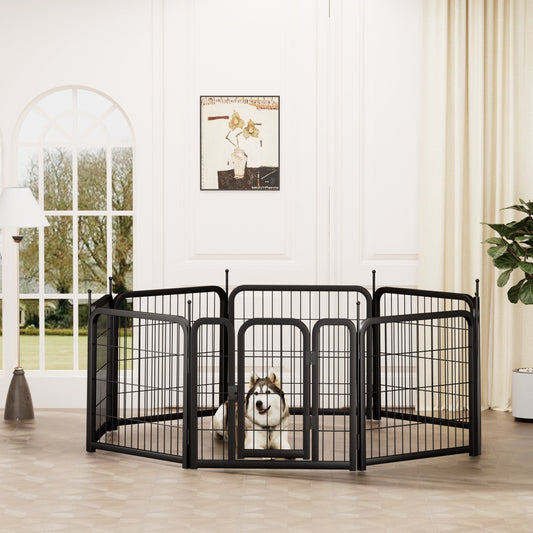 8-panel dog fence, 24 inch small dog pet fence, portable indoor pet game fence. Black, 22.2 inches wide x 23.6 inches high. | Purrfect Pet Kingdom