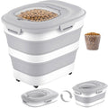 Dog Food Storage Container With Wheels, Collapsible Pet Food Storage Container With Clear Window, Measuring Cup & Scoop, BPA Free Cat Food Container For Rice, Flour, Grain, Bird Seed