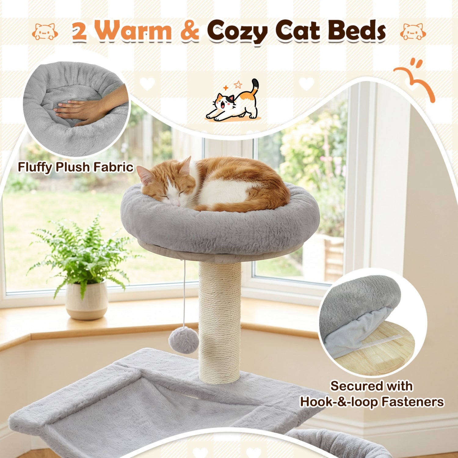 55" Solid Rubber Wood Cat Tree with Condo & Hammock - Majestic Pet Kingdom