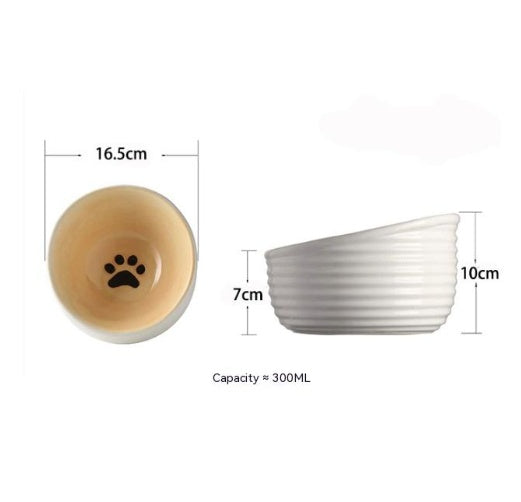 Ceramic Cat Bowl DogFood Basin Oblique Mouth Anti-tumble