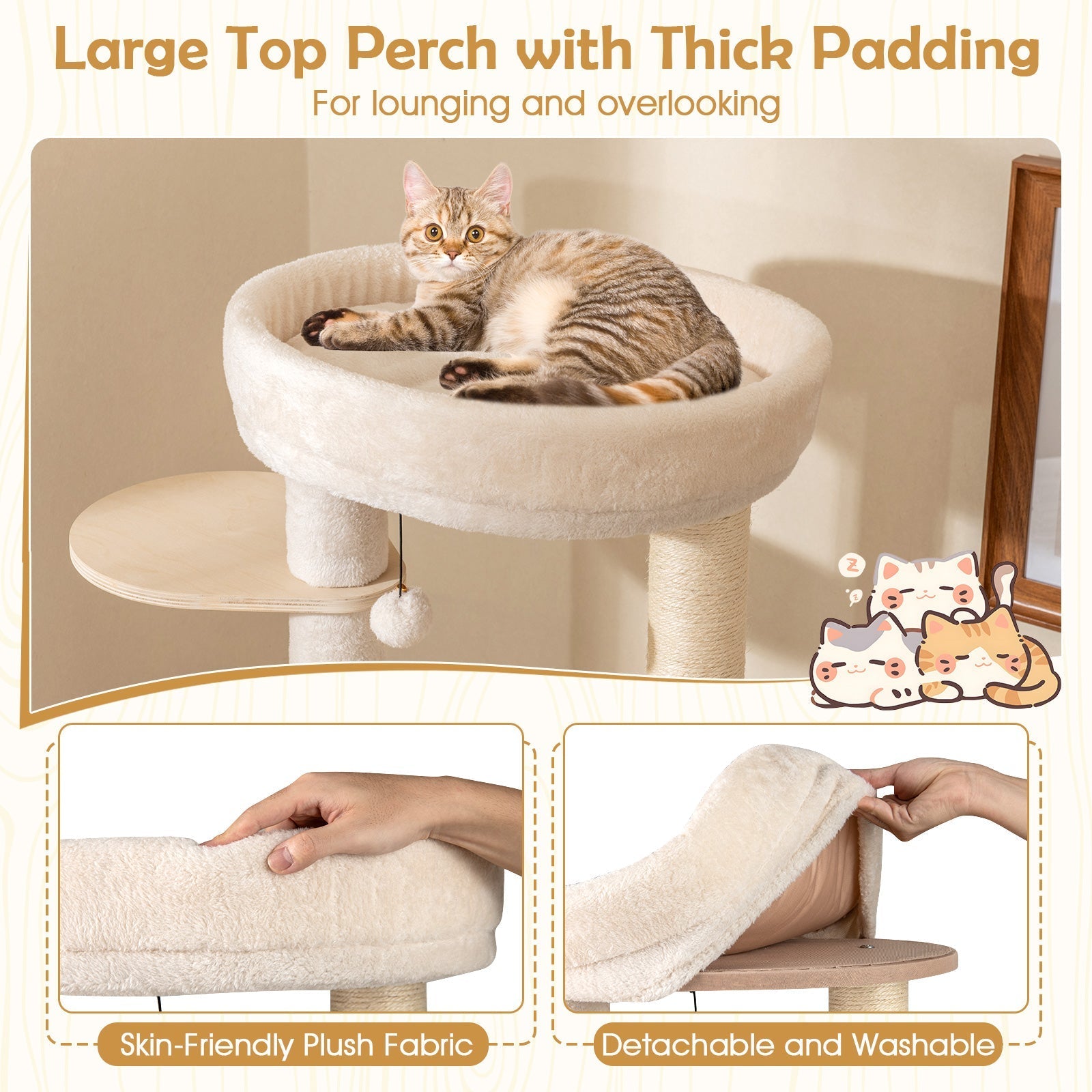 56 Inch Tall Cat Tree with 2 Sisal Scratching Posts and Ladder-NA - Majestic Pet Kingdom