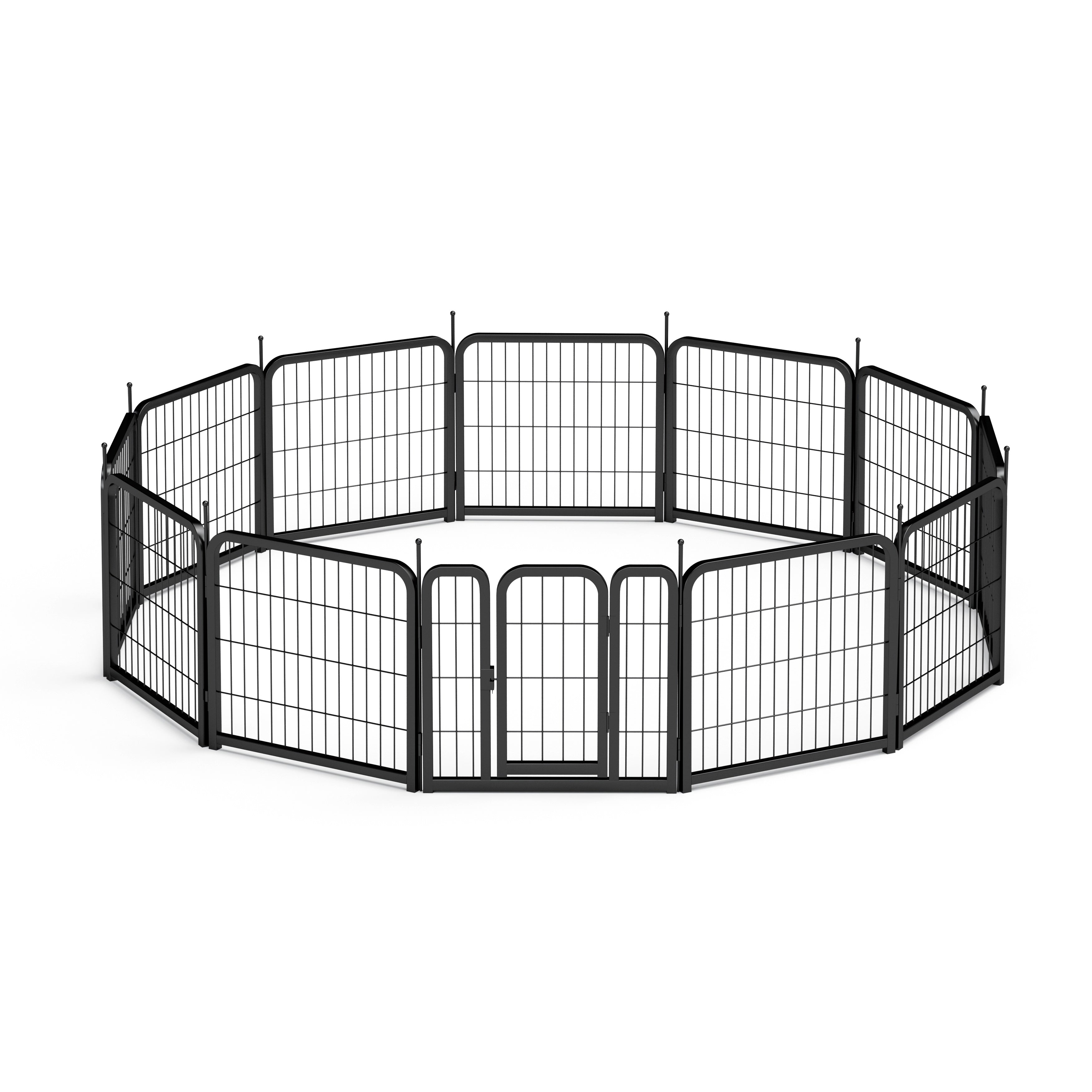 Outdoor 12 piece dog fence, 24 inch portable indoor game fence for small dog pets. Black, 22.2 inches wide x 23.6 inches high. - Majestic Pet Kingdom