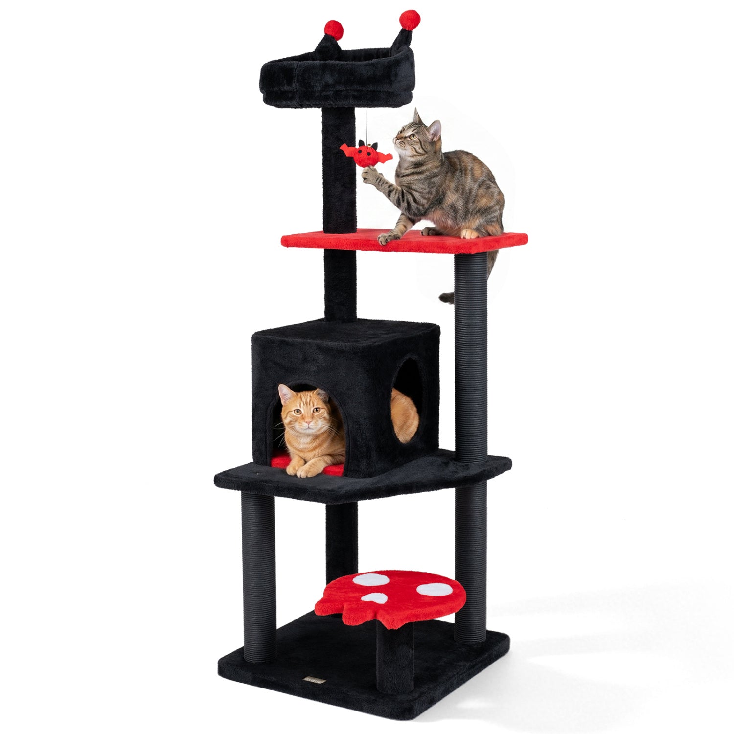 57" Gothic Cat Tower with Padded Perch and Spider Toy | Purrfect Pet Kingdom