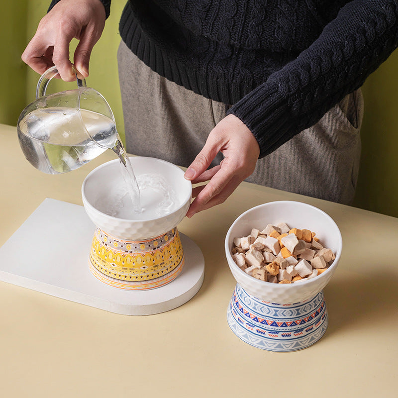 Pet Ceramic High Foot Protective Cervical Bowl