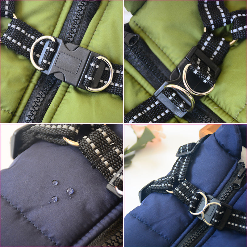 Waterproof Dog Clothes Winter Dog Coat With Harness Warm Pet Clothing Big Dog Jacket Chihuahua Labrador Coat Costume - Majestic Pet Kingdom