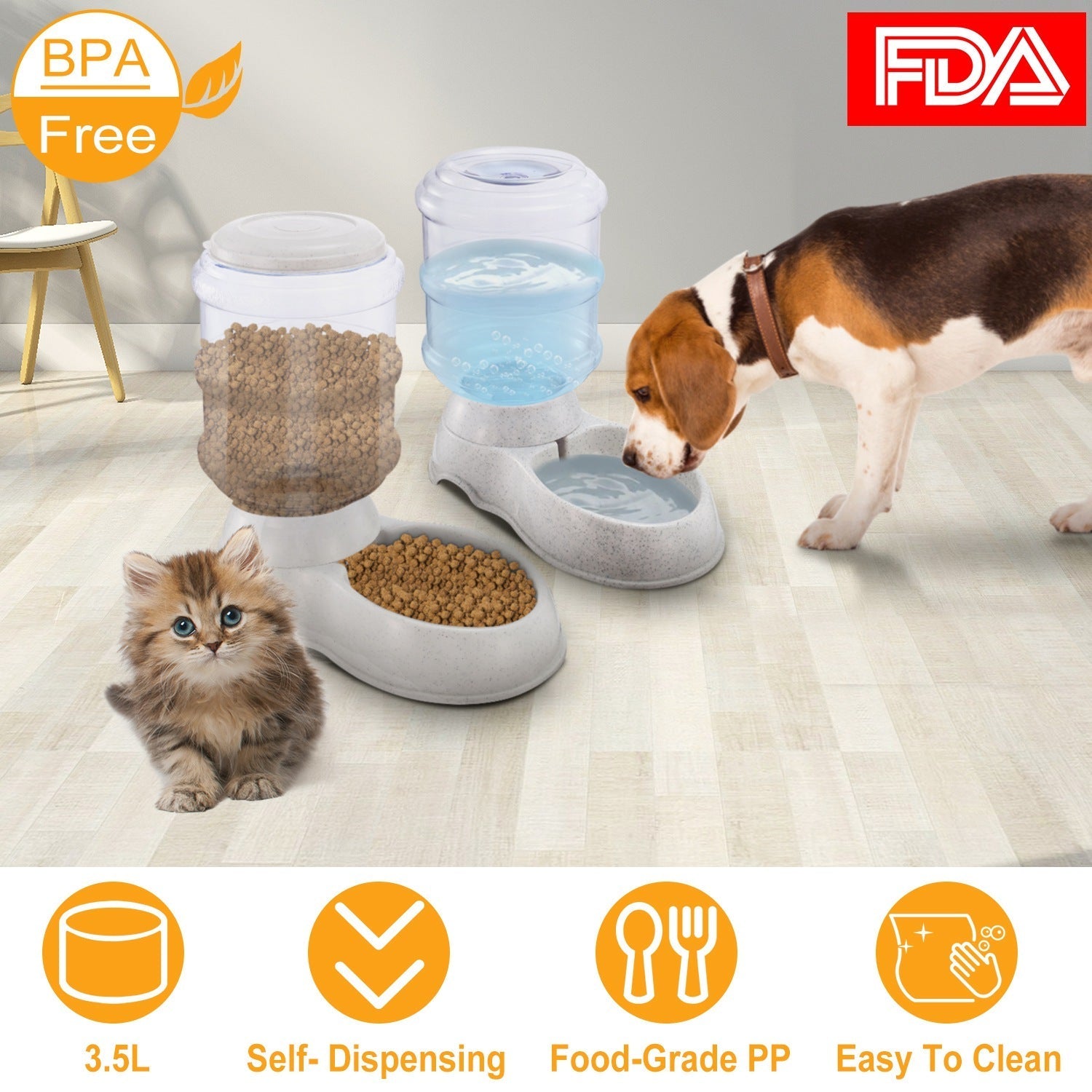 3.5L/1Gal Pet Water Dispenser Self-Dispensing Gravity Pets Water Feeder Automatic Pet Waterer Cat Dog - Majestic Pet Kingdom