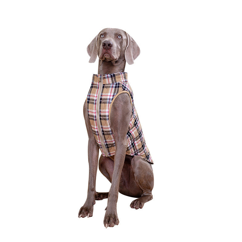 Winter Pet Dog Clothes Heavy Cotton Pet Clothes Jacket Plaid Zipper Down Jacket Pets Supplies - Majestic Pet Kingdom