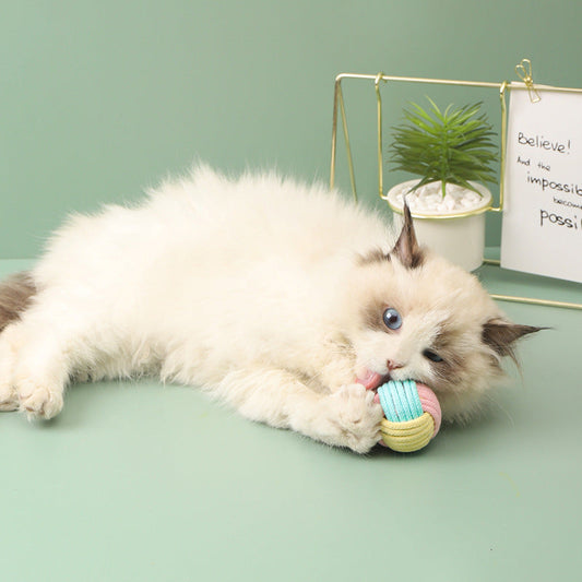 Handmade Cat Hair Ball Plush Cotton Ball To Relieve Boredom Self Training Interactive Toys For Grinding Pet Teeth