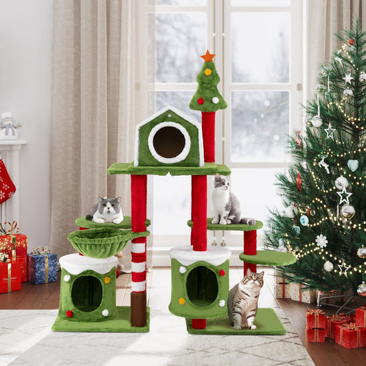 58 Inch Tall Cat Tree Tower Multi-level Pet Climbing and Jumping Tower Furniture with Condos - Majestic Pet Kingdom