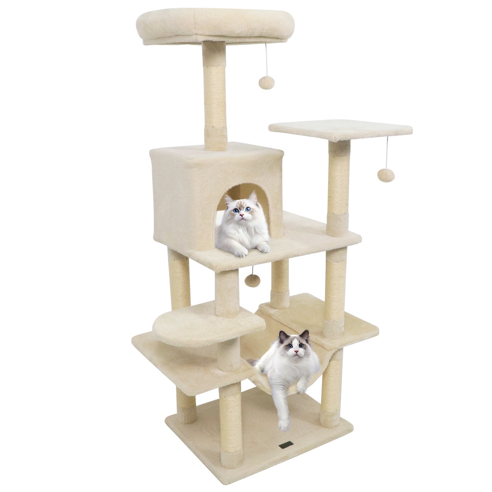 58" Multi-Level Cat Tree Soft Plush Cat Tower with Padded Top Perch - Majestic Pet Kingdom