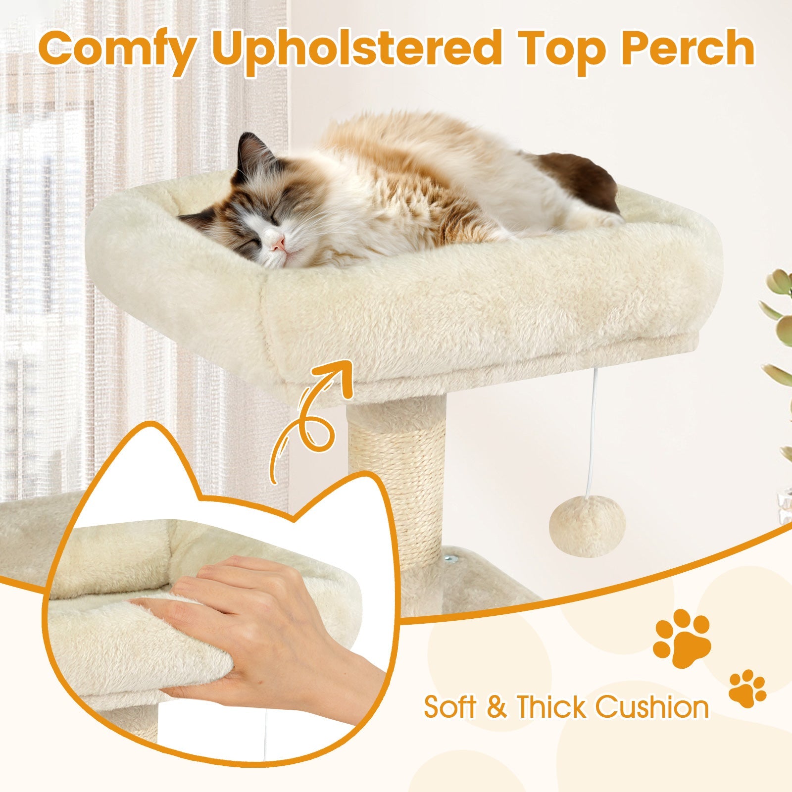 58" Multi-Level Cat Tree Soft Plush Cat Tower with Padded Top Perch - Majestic Pet Kingdom