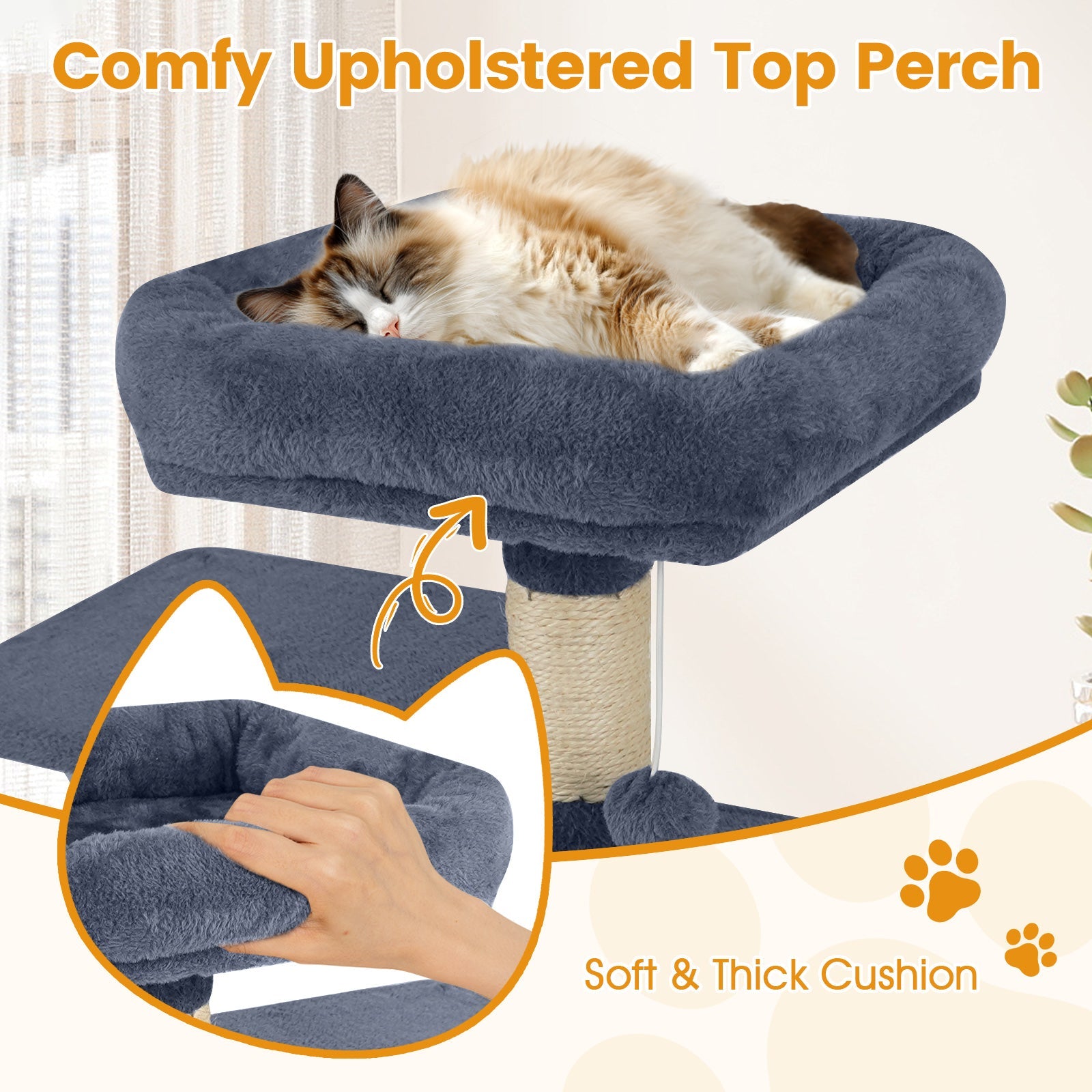58" Multi-Level Cat Tree Soft Plush Cat Tower with Padded Top Perch - Majestic Pet Kingdom