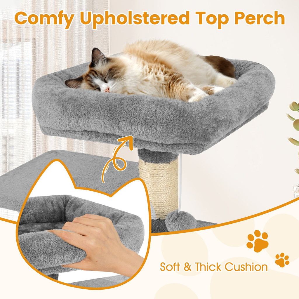 58" Multi-Level Cat Tree Soft Plush Cat Tower with Padded Top Perch - Majestic Pet Kingdom
