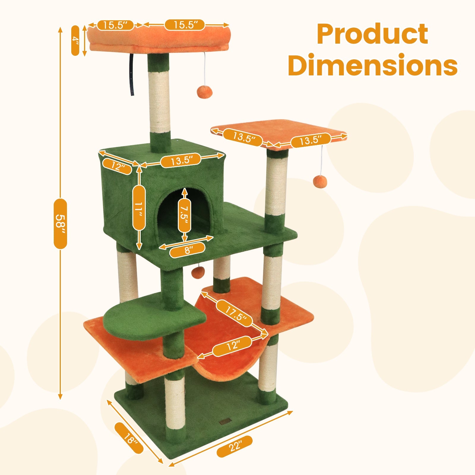 58" Multi-Level Cat Tree Soft Plush Cat Tower with Padded Top Perch - Majestic Pet Kingdom