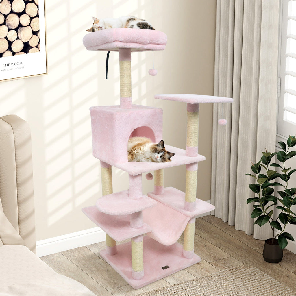 58" Multi-Level Cat Tree Soft Plush Cat Tower with Padded Top Perch - Majestic Pet Kingdom
