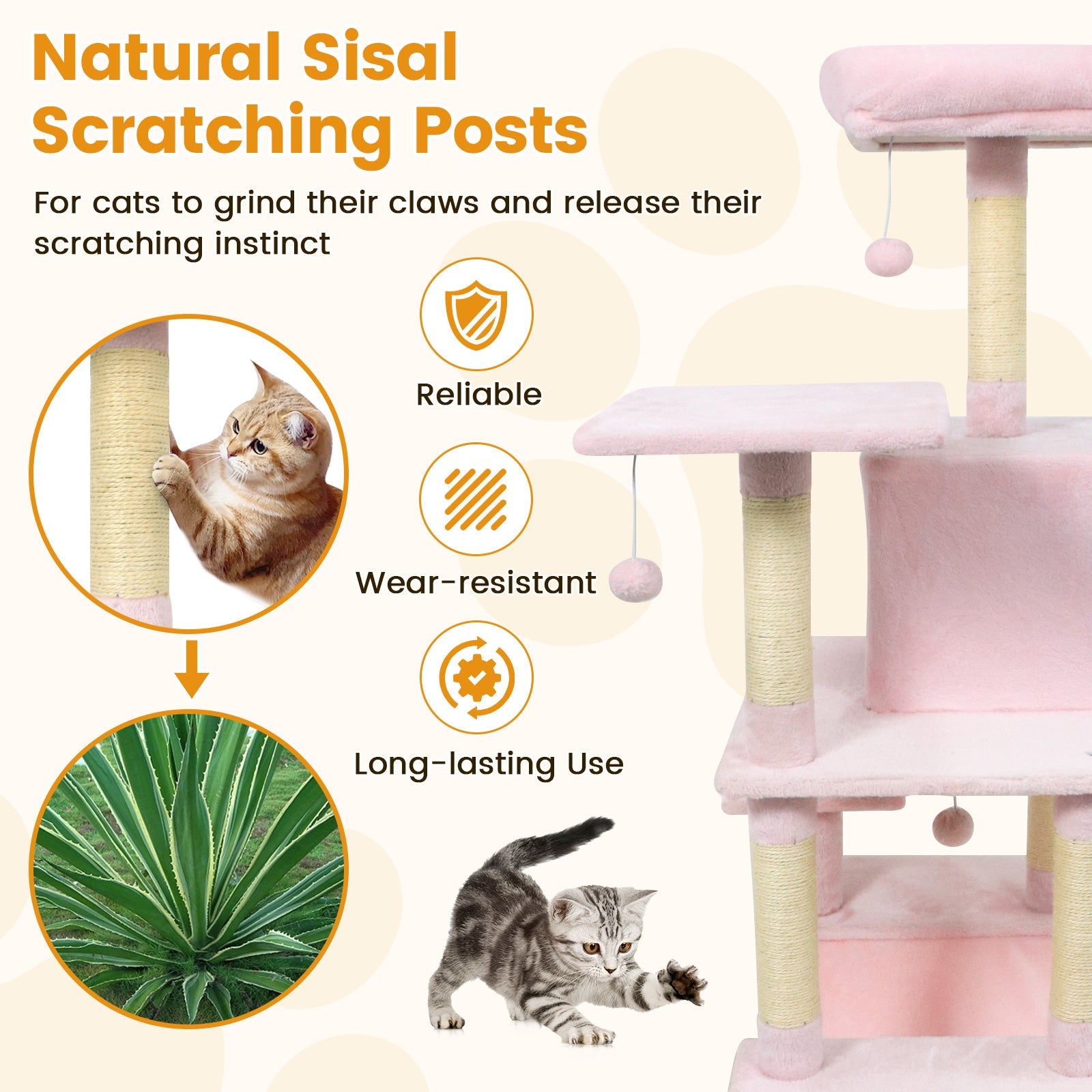 58" Multi-Level Cat Tree Soft Plush Cat Tower with Padded Top Perch - Majestic Pet Kingdom