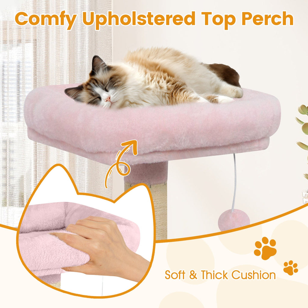 58" Multi-Level Cat Tree Soft Plush Cat Tower with Padded Top Perch - Majestic Pet Kingdom