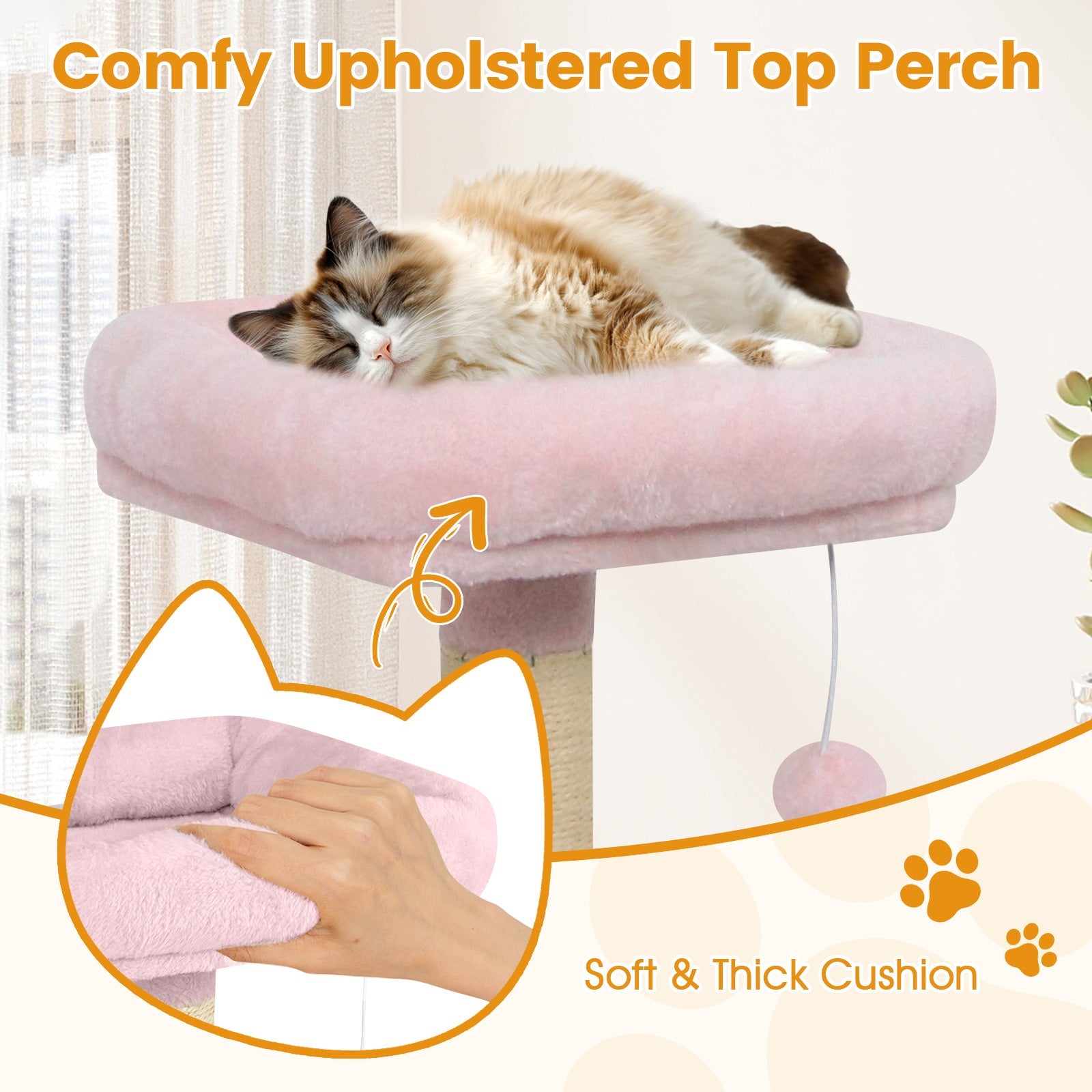 58" Multi-Level Cat Tree Soft Plush Cat Tower with Padded Top Perch - Majestic Pet Kingdom