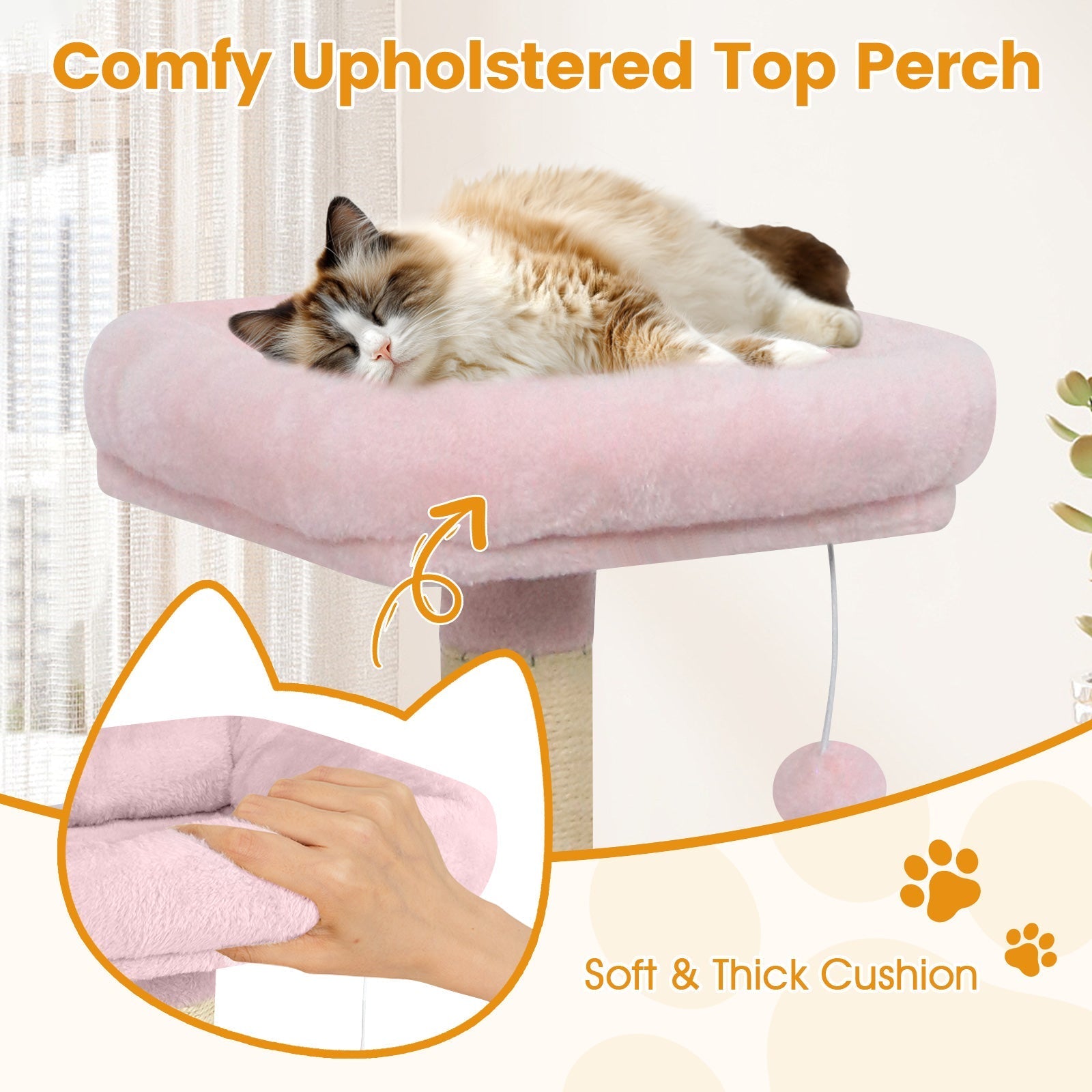 58" Multi-Level Cat Tree Soft Plush Cat Tower with Padded Top Perch - Majestic Pet Kingdom