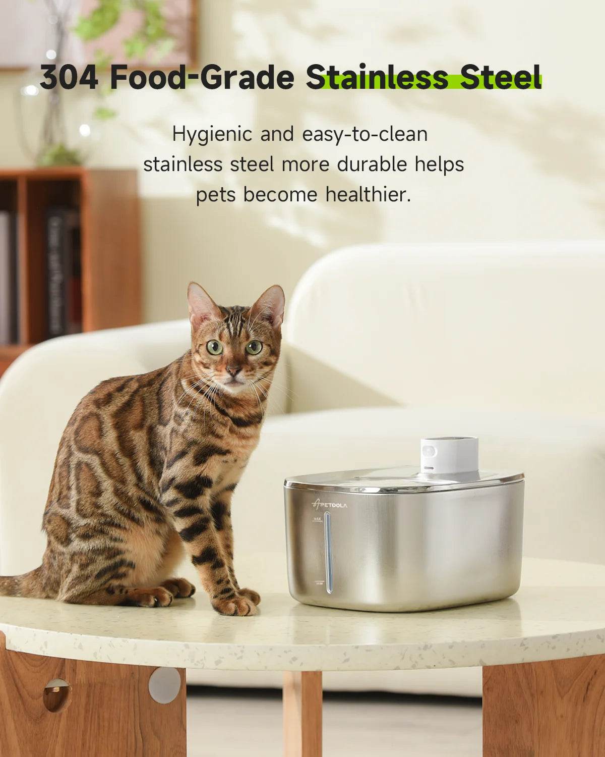 4L Wireless Cat Water Fountain - Auto Sensor Pet Drinking Fountain with Battery | Stainless Steel Cordless Water Dispenser for Dogs & Cats - Majestic Pet Kingdom