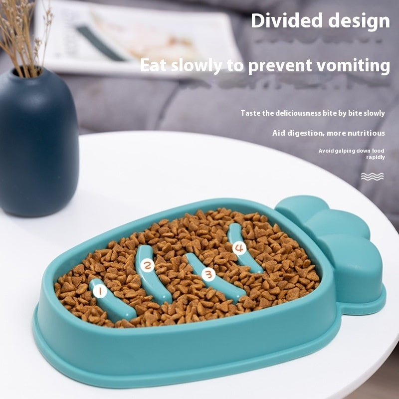 Dog Bowl Slow Feeder Carrot Radish Shape Anti-Tumble Dish - Detail Angle 2 | Majestic Pet Kingdom
