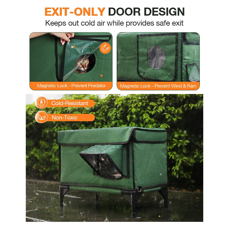 Outdoor Heated Insulated Foldable Cat House