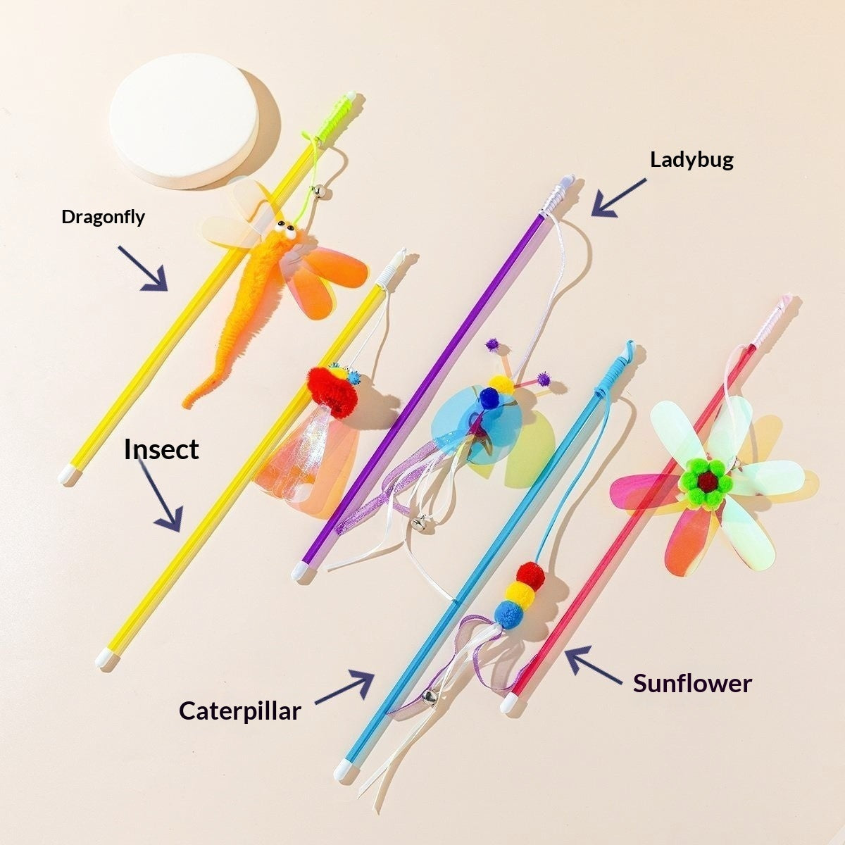 Cat Teaser Wand Toy With Shiny, Reflective Plastic Pieces