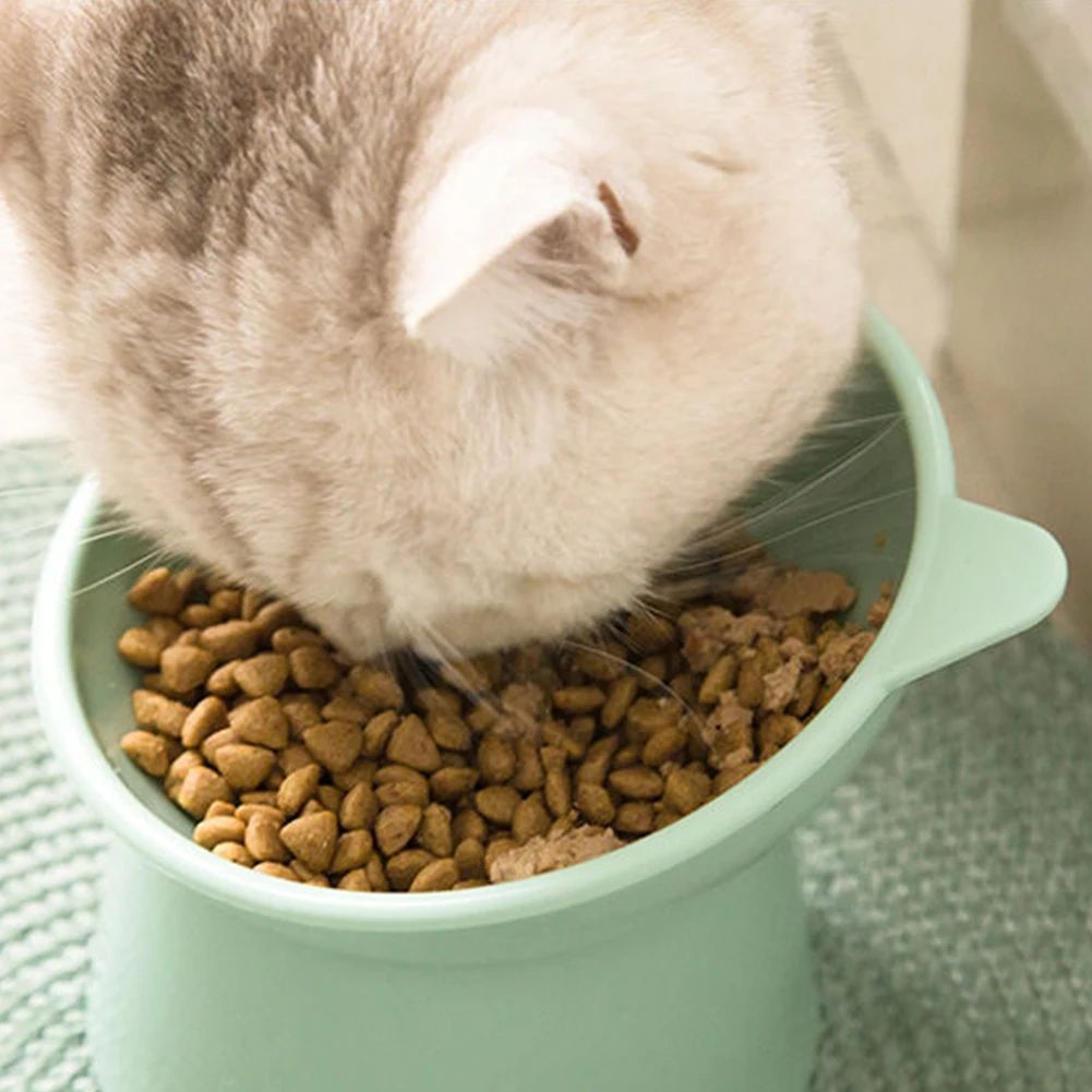 Tilted Cat Food Bowl Elevated Cat Bowl Ergonomic Raised Cat Food Bowl Anti Vomiting Plastic Feeding Bowl Non Slip For Cats Dogs