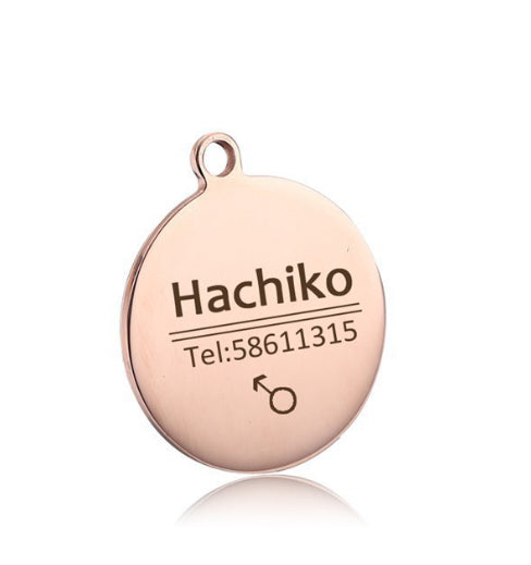 Dog ID Tag Titanium Steel Custom Engraved Photo & Name Plate