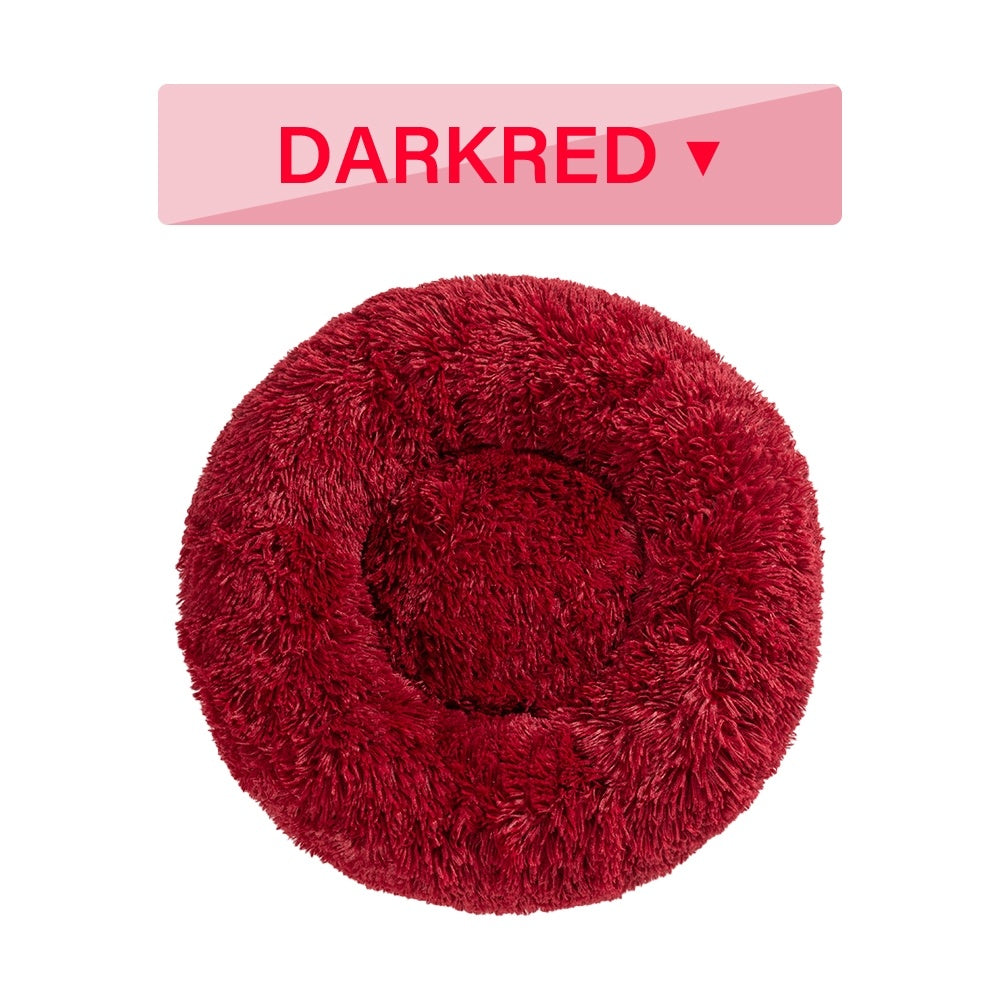 Fluffy Donut Dog Bed Warm Soft Long Plush Pet Cushion Dog House Cat Bed Washable Pet Sofa Mat Calming Samll Large Dog Beds - Majestic Pet Kingdom