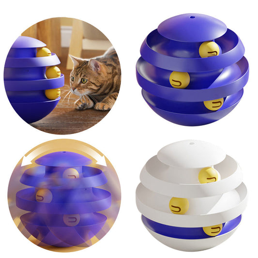 3 Layers Cat Toy Interactive Tower Turntable Toys Cat Turntable Toys With Ball Pet Training Tumbler Toy Cat Accessories | Purrfect Pet Kingdom