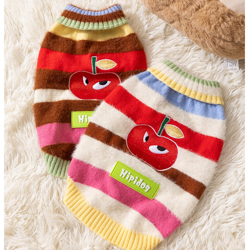 Pet Clothing, Corgi Special Rainbow Apple Striped Autumn And Winter Warm Medium-sized Dog Pullover Sweater, Dog Clothing - Majestic Pet Kingdom