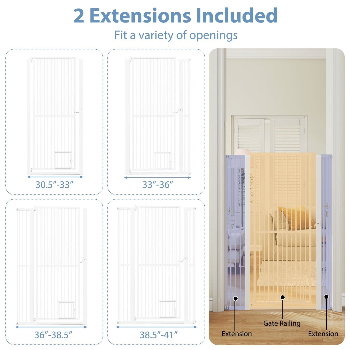 59‚Äù Extra Tall Pet Gate Heavy-Duty Metal Cat Gate with Wide Opening-White | Purrfect Pet Kingdom