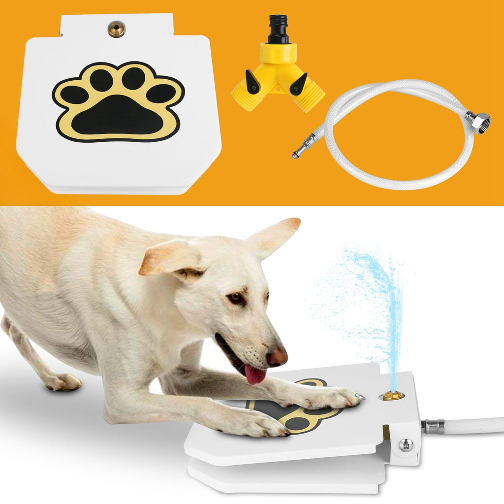 Dog Water Fountain Outdoor Dog Pet Water Dispenser Step-on Activated Sprinkler w/ Interactive Paw Pedal Valve for Drinking Fresh Water - Majestic Pet Kingdom