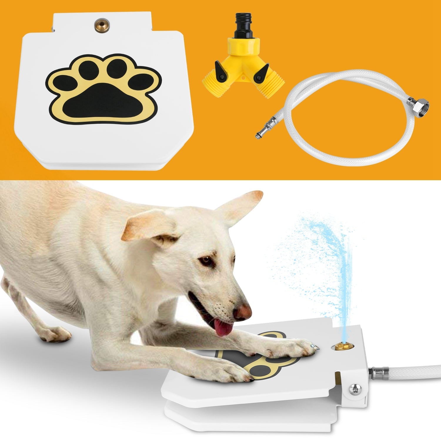 Dog Water Fountain Outdoor Dog Pet Water Dispenser Step-on Activated Sprinkler w/ Interactive Paw Pedal Valve for Drinking Fresh Water - Majestic Pet Kingdom