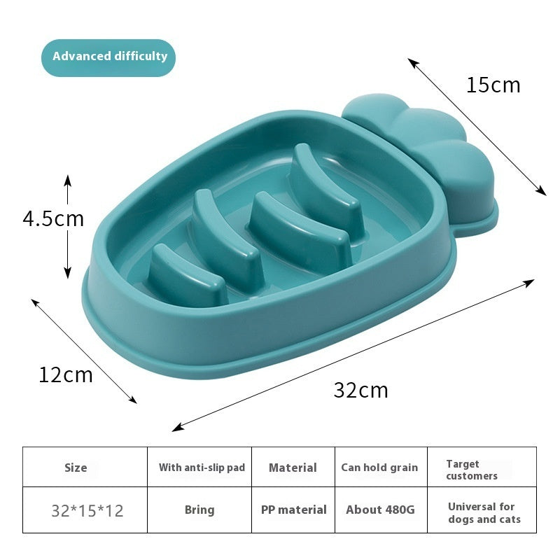Dog Bowl Slow Feeder Carrot Radish Shape Anti-Tumble Dish - Detail Angle 7 | Majestic Pet Kingdom
