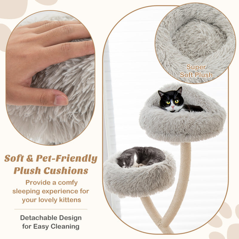 70" Tall Metal Cat Tree Tower with 3 Plush Perches & Sisal Scratching Posts - Majestic Pet Kingdom