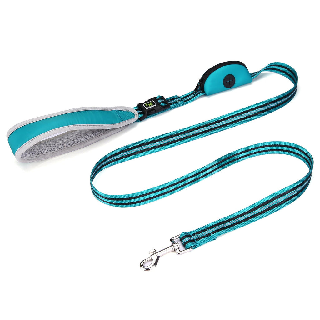 Padded Dog Leash: Heavy Duty Lead with Bag Holder