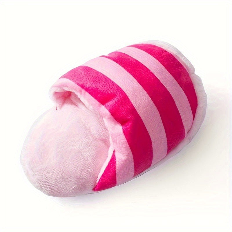 Dog Plush Toy Slipper Shape Interactive Squeaky Teething Chewer - Detail Angle 5 | Majestic Pet Kingdom