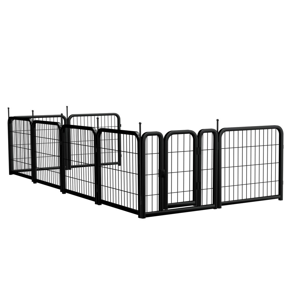 Outdoor dog fence, 8-piece board dog fence. 31 inch portable pet sports fence. Black, 26.3 inches wide x 31.5 inches high. - Majestic Pet Kingdom