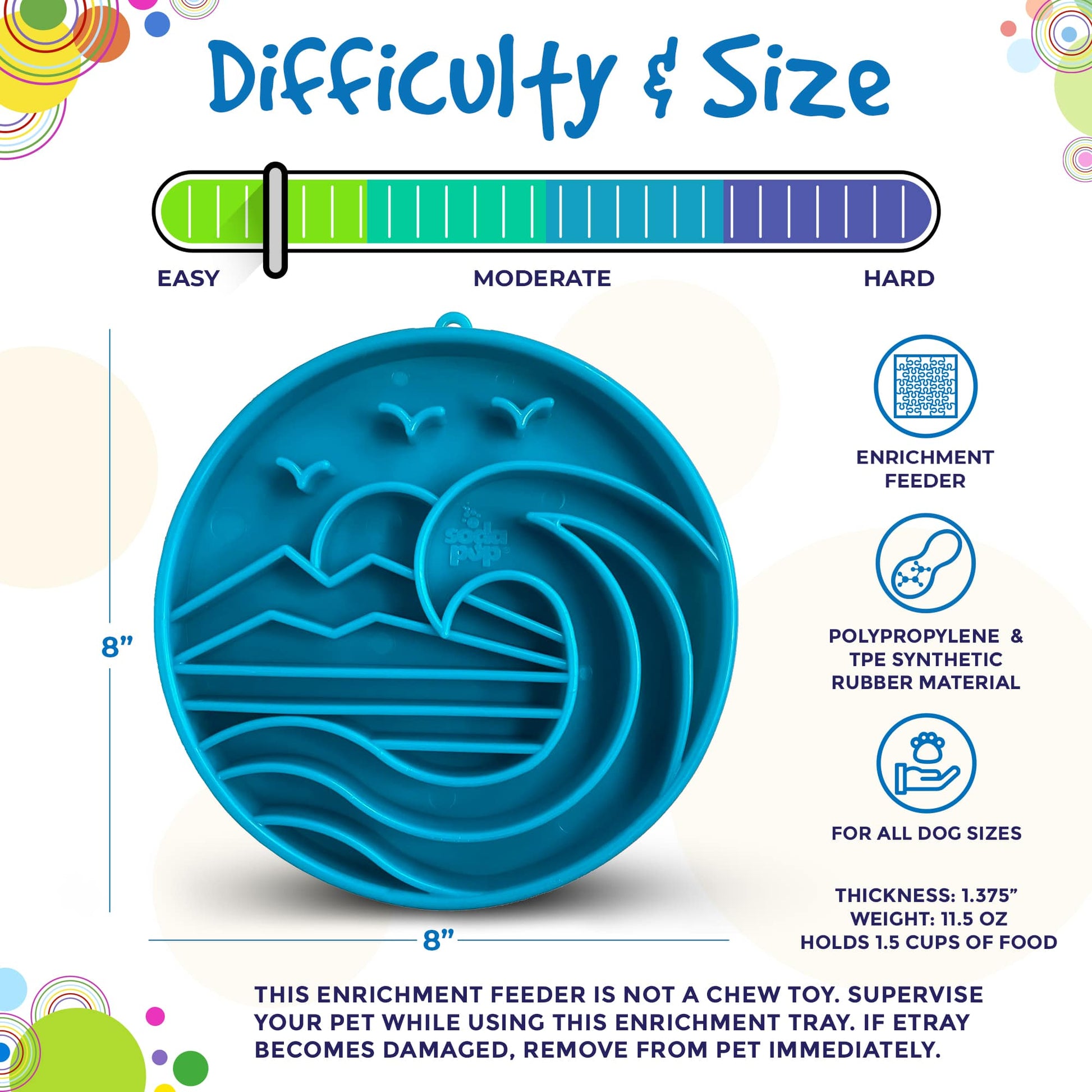 Dog Bowl Baja Design eTray Shallow Slow Feeder Eating Dish - Detail Angle 4 | Majestic Pet Kingdom