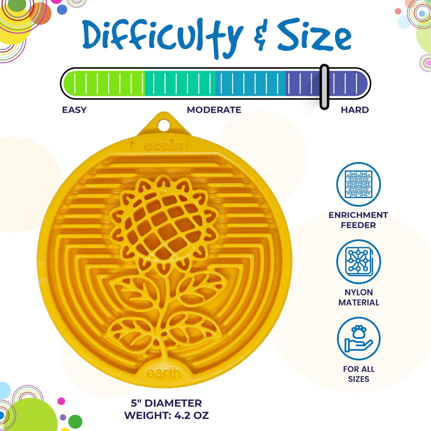 Dog Lick Mat Earth eCoin Nylon Durable Treat Slow Feeder USA - Detail Angle 3 | Majestic Pet Kingdom