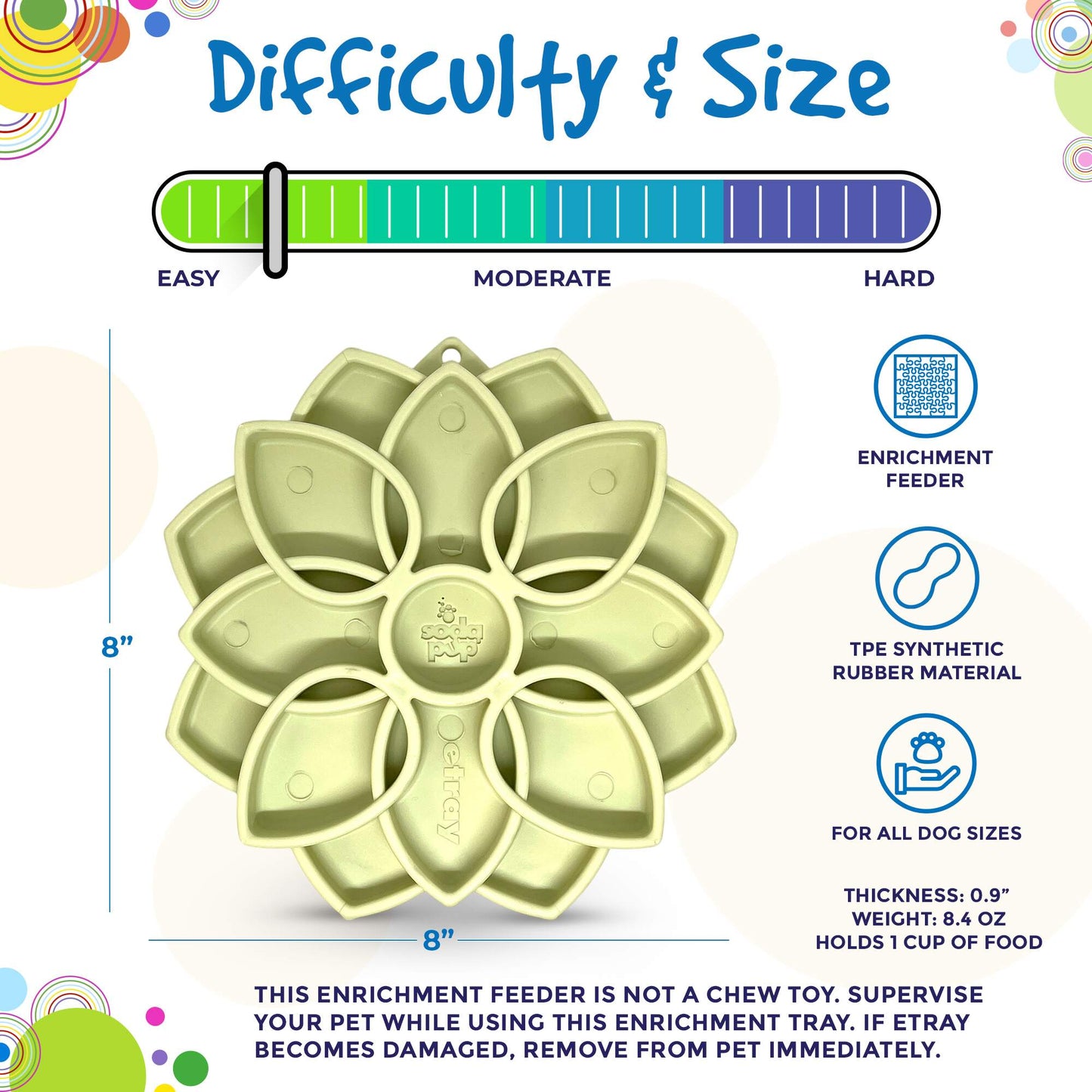 Dog Bowl Mandala Softie eTray Shallow Slow Feeder Dish Bowl - Detail Angle 5 | Majestic Pet Kingdom
